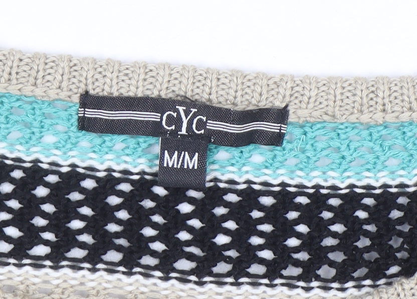 CYC Women’s Multicoloured Open-Knit 3/4 Sleeve Pullover Jumper Size M