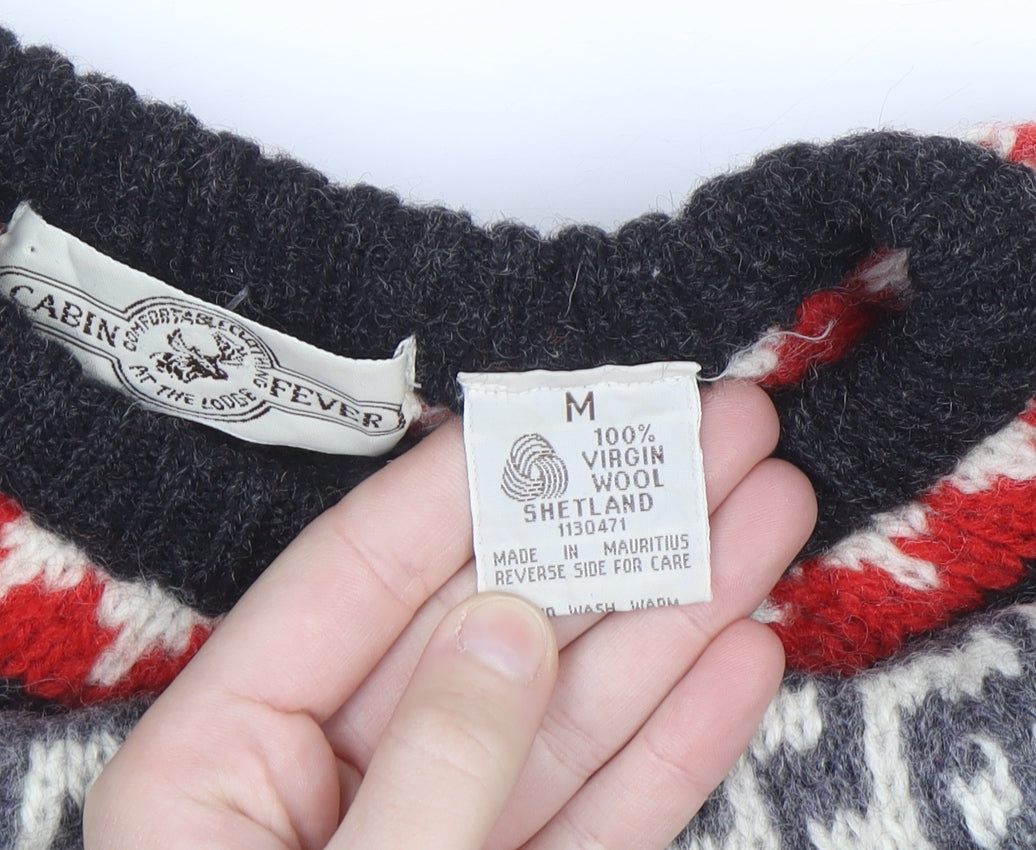 Cabin Fever Women's Cream Fair Isle Wool Jumper Size M