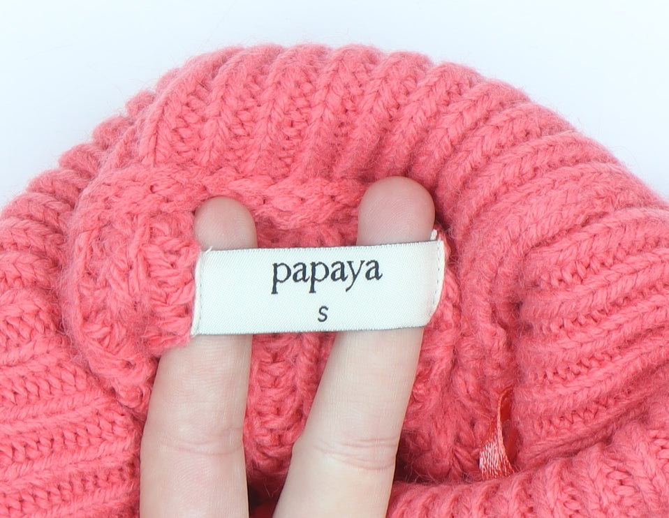 Papaya Women’s Pink Roll Neck Cable Knit Jumper Size S