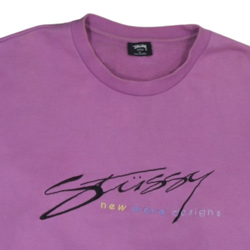 Stussy Women’s Purple Crew Neck Pullover Sweatshirt XL Cotton