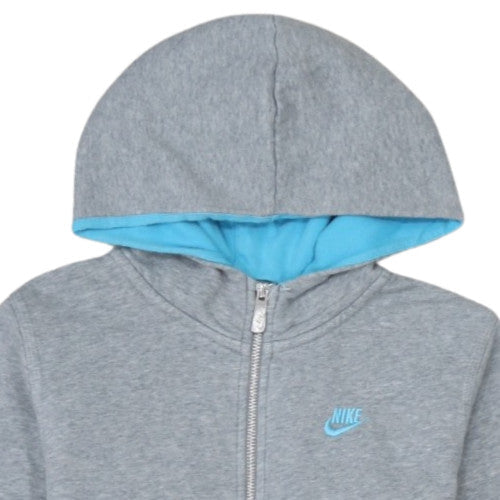 Nike Boys Grey Full Zip Hoodie Size 12-13 Years Lined Hooded Sweatshirt