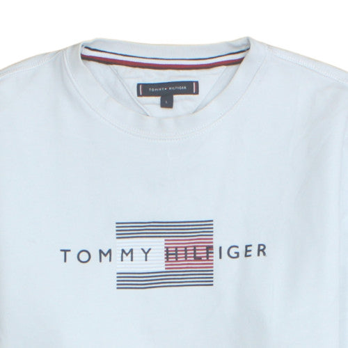 Tommy Hilfiger Mens White L Pullover Sweatshirt Classic Logo
