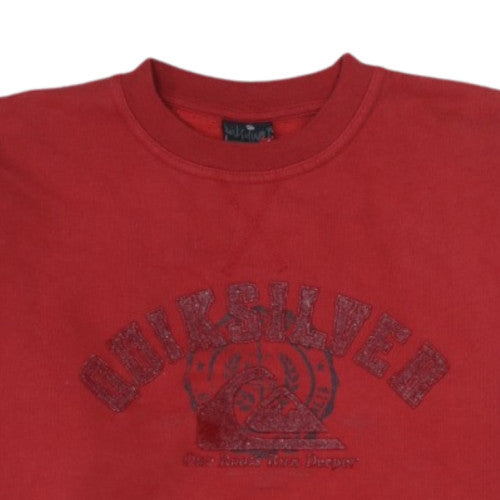 Quiksilver Women Red Pullover Sweatshirt Crew Neck Long Sleeve Casual