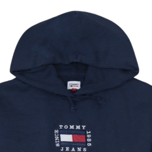 Tommy Jeans Women Navy Blue XL Pullover Hoodie with Logo Print