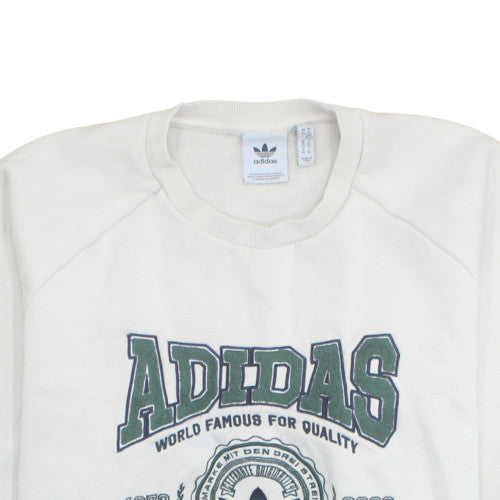 Adidas Womens White Crew Neck Sweatshirt XL Logo Graphic Pullover