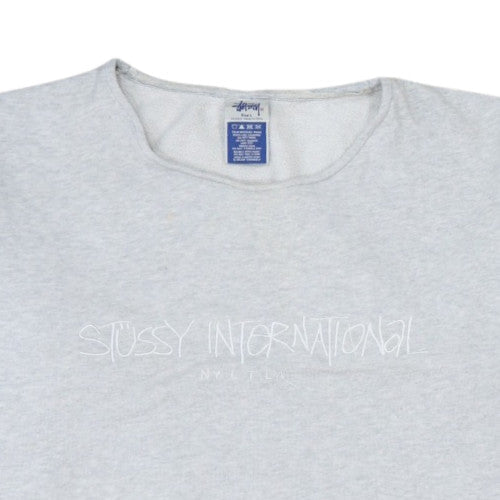 Stussy Women Grey Crew Neck Pullover Sweatshirt Size L
