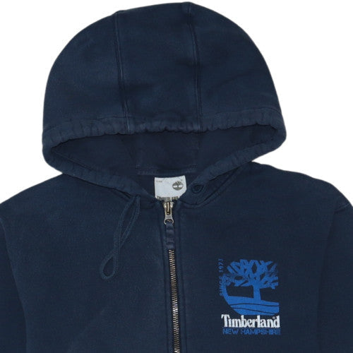 Timberland Men's Blue Full Zip Hoodie Size M Fleece Logo Sweatshirt
