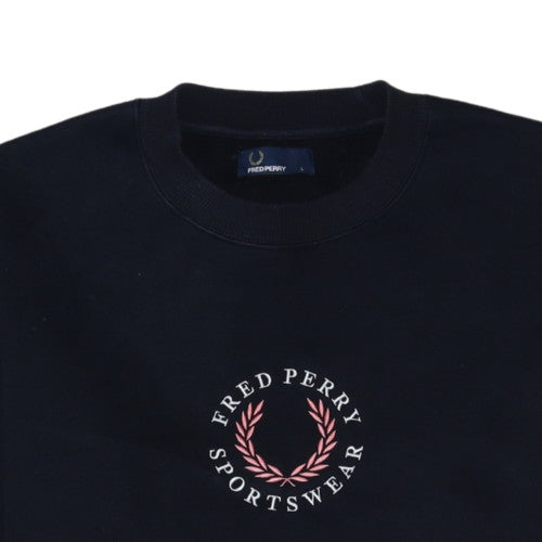 Fred Perry Men's Black Logo Crew Neck Sweatshirt Size L