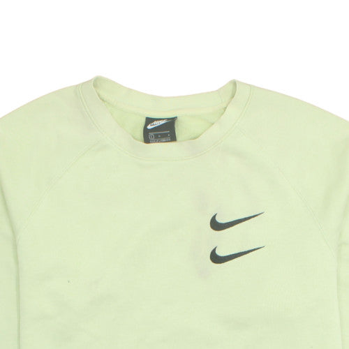 Nike Women Green Logo Crew Neck Long Sleeve Sweatshirt L