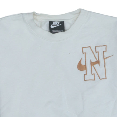 Nike Women White XS Pullover Sweatshirt Crew Neck Logo Cotton
