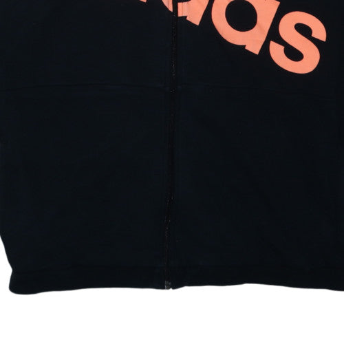 Adidas Womens Black Full Zip Hoodie Size L 16-18 Logo Print