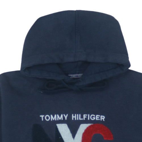Tommy Hilfiger Men's Blue Pullover Hoodie M NYC Graphic Cotton