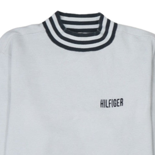 Tommy Hilfiger Men's White XL Mock Neck Embroidered Logo Sweatshirt