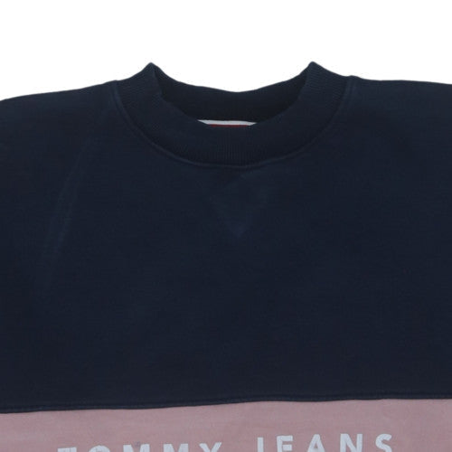 Tommy Jeans Womens Navy Pink Grey Colourblock Sweatshirt Size S