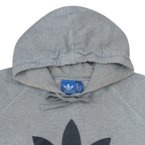 adidas Mens Grey Pullover Hoodie L Logo Fleece Sweatshirt