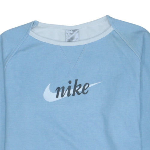 Nike Womens Blue Crew Neck Long Sleeve Pullover Sweatshirt Size L