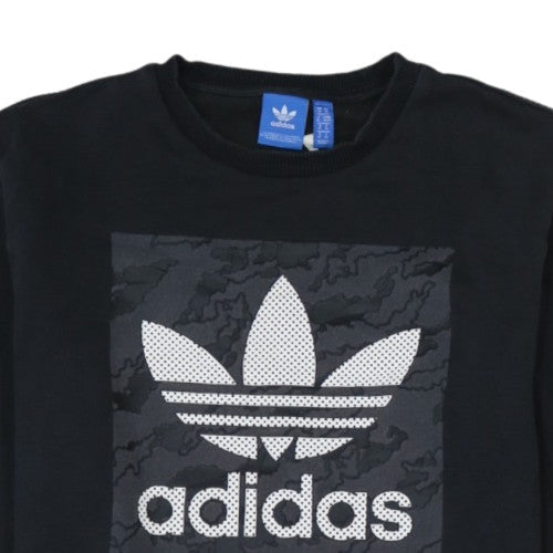 Adidas Men's Black Logo Crew Neck Pullover Sweatshirt M