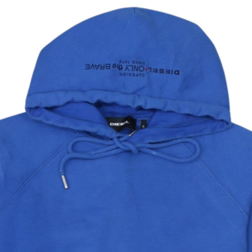 Diesel Men's Blue Small Pullover Hoodie with Logo Detail