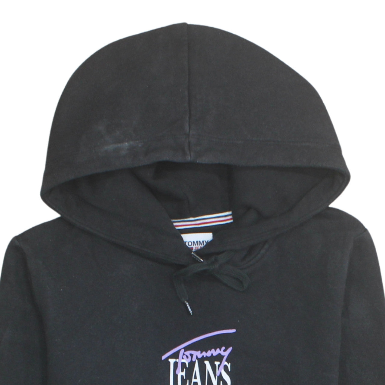 Tommy Jeans Men's Black Pullover Hoodie XS Logo Fleece Sweatshirt