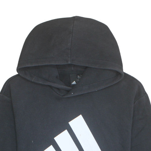 Adidas Mens Black Pullover Hoodie Size L Logo Fleece Sweatshirt