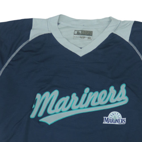 Majestic Men’s Blue Mariners Baseball Jersey V-Neck T-Shirt XL