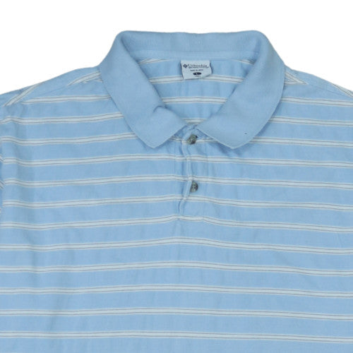 Columbia Men's Blue Striped Cotton Polo Shirt Size L