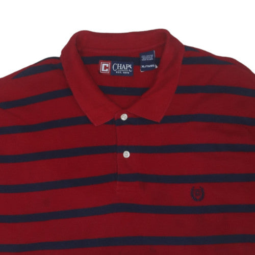 Chaps Mens Red Navy Striped Cotton Polo Shirt XL
