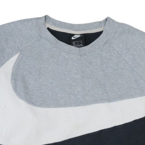 Nike Men's Grey Black XL Pullover Crew Neck Logo Sweatshirt
