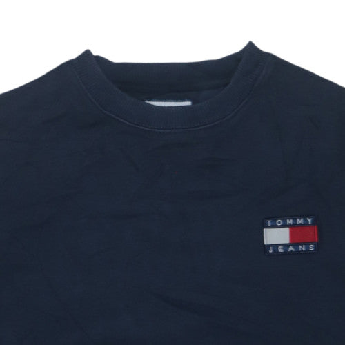 Tommy Jeans Men’s Blue Small Pullover Crew Neck Logo Sweatshirt