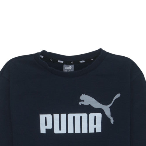 Puma Boys Navy Blue Sweatshirt 15-16 Years Crew Neck Logo Graphic