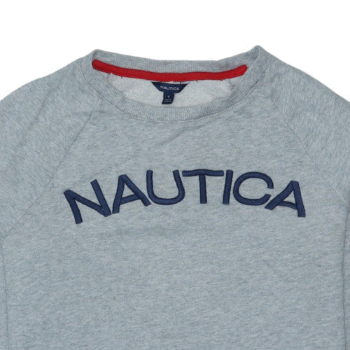 Nautica Men's Grey Crew Neck Sweatshirt S Classic Fit Cotton