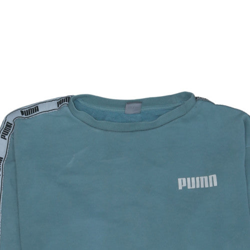 Puma Womens Blue Crew Neck Pullover Sweatshirt M Casual Logo Lined