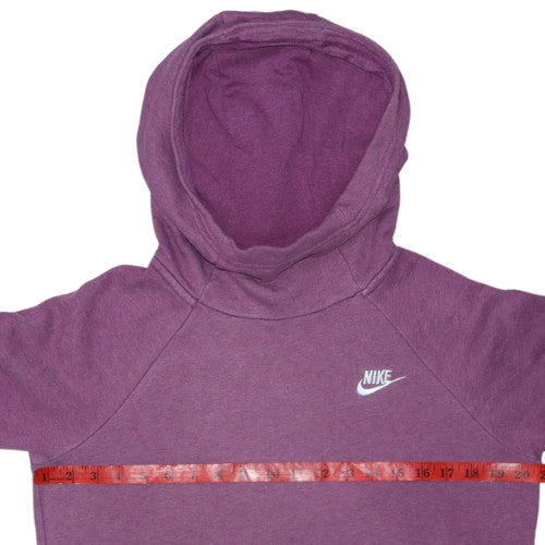 Nike Women Purple Pullover Hoodie Small Cotton Blend Logo Hooded Sweatshirt