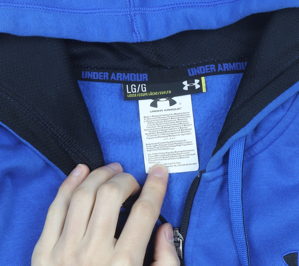 Under Armour Men's Blue Full Zip Hoodie Size L Relaxed Fit