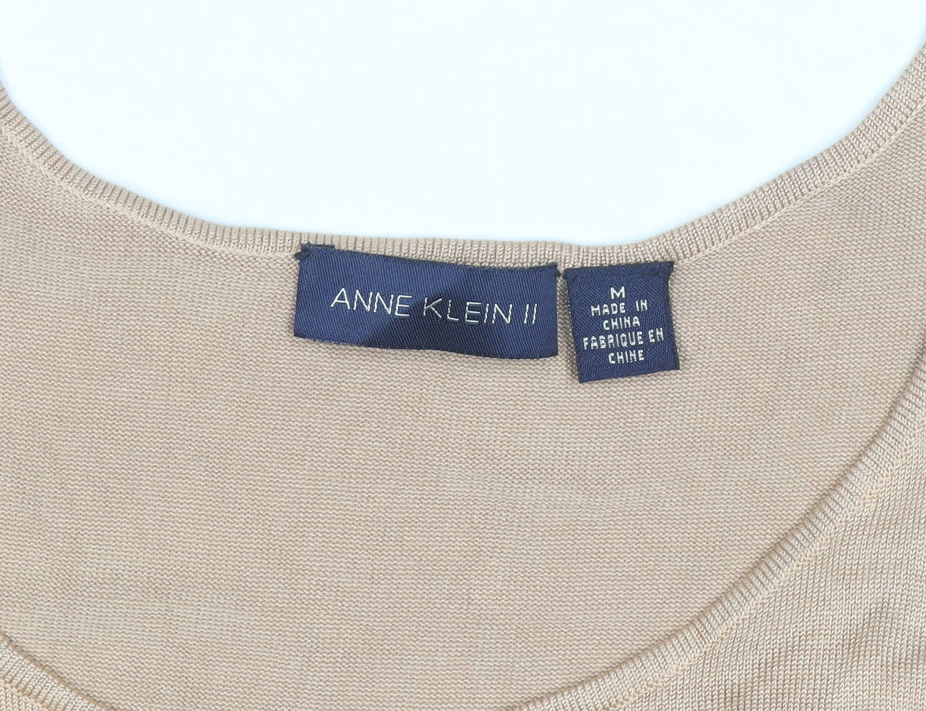 Anne Klein Womens Beige Cotton Blend Tank Top M Knit Sleeveless