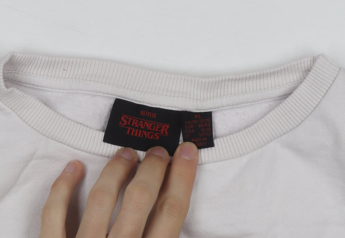 Stranger Things Women White Graphic Pullover Sweatshirt XL