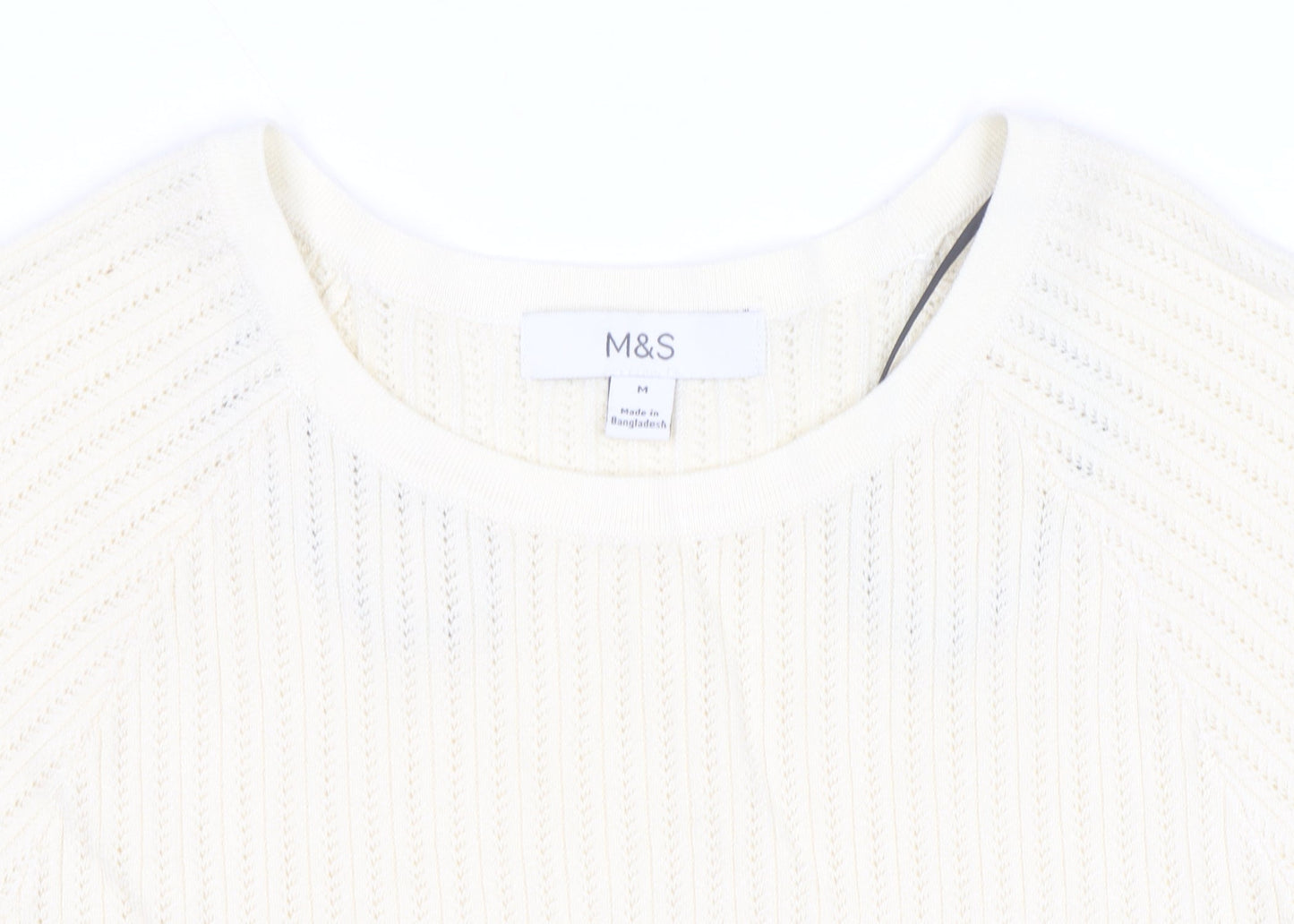Marks and Spencer Women's Ivory Knit Short Sleeve T-Shirt M
