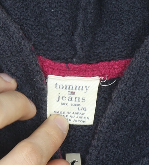 Tommy Jeans Women's Navy Wool Full Zip Hooded Jumper Size L