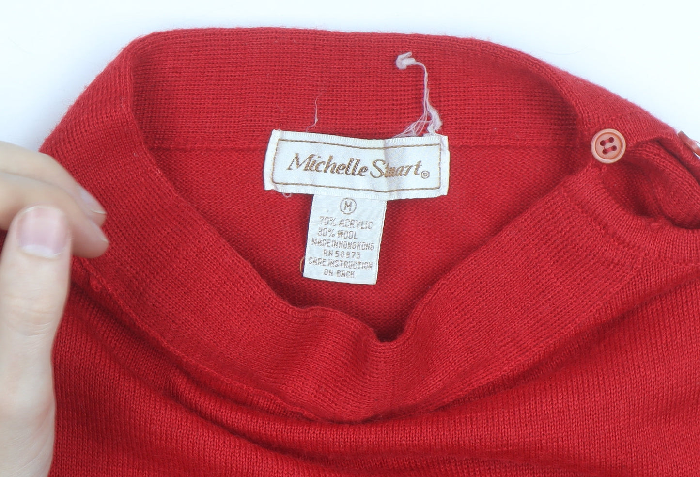 Michelle Stuart Women's Red Knit Sleeveless Mock Neck Wool Blend Top Size M