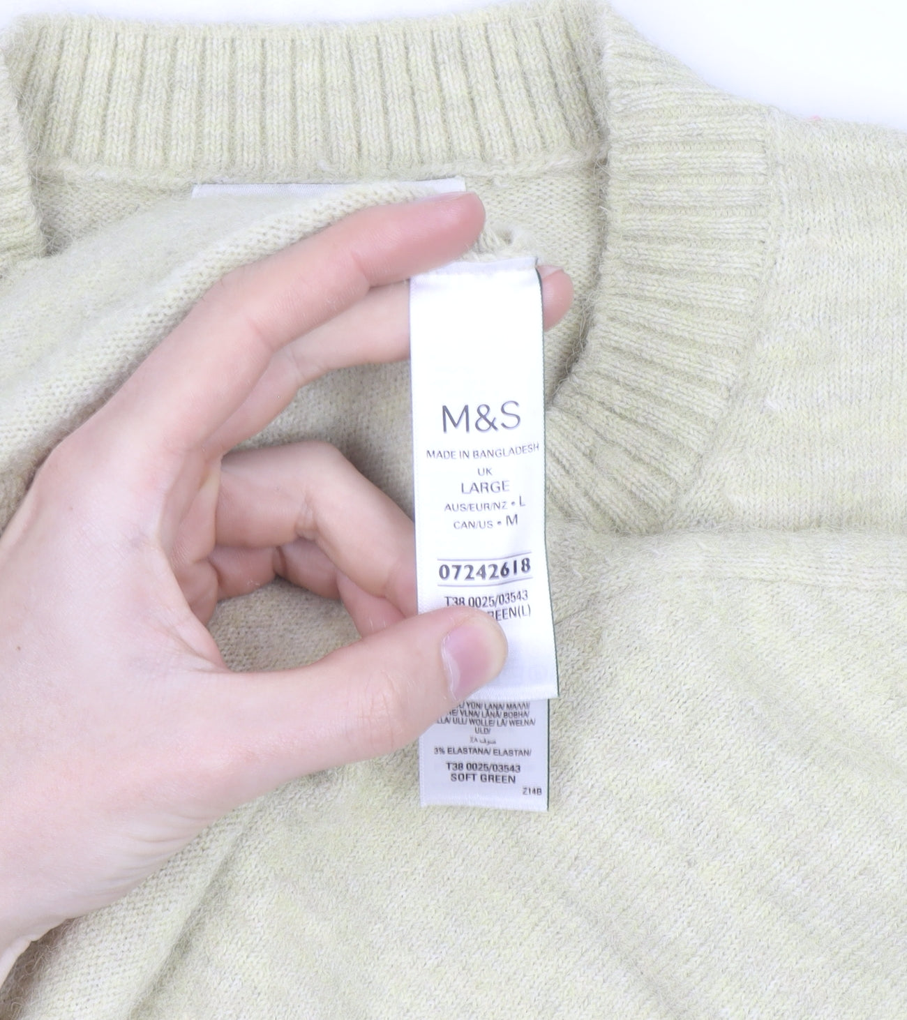 Marks and Spencer Women’s Beige Short Sleeve Wool Blend Jumper L