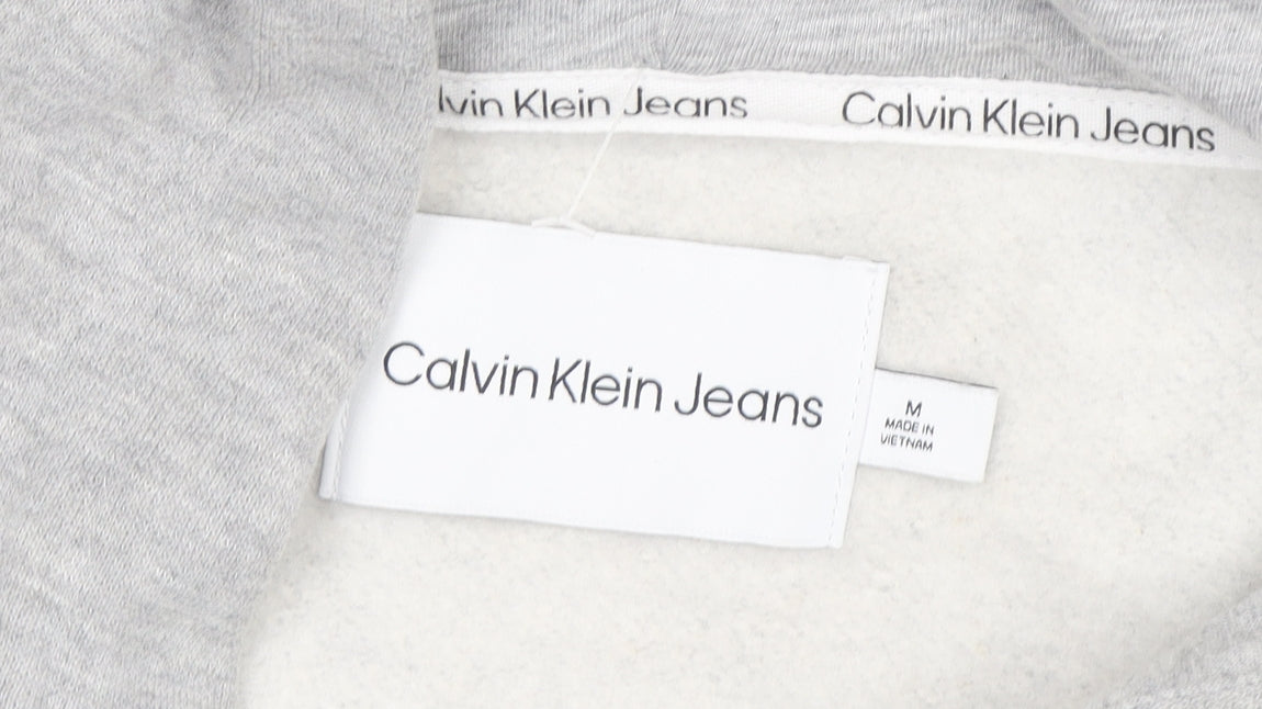 Calvin Klein Jeans Womens Grey Cropped Hoodie Size M