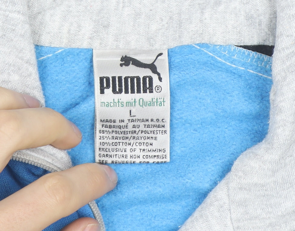 Puma Men's Grey Blue Track Jacket L Colourblock Full Zip Sportswear