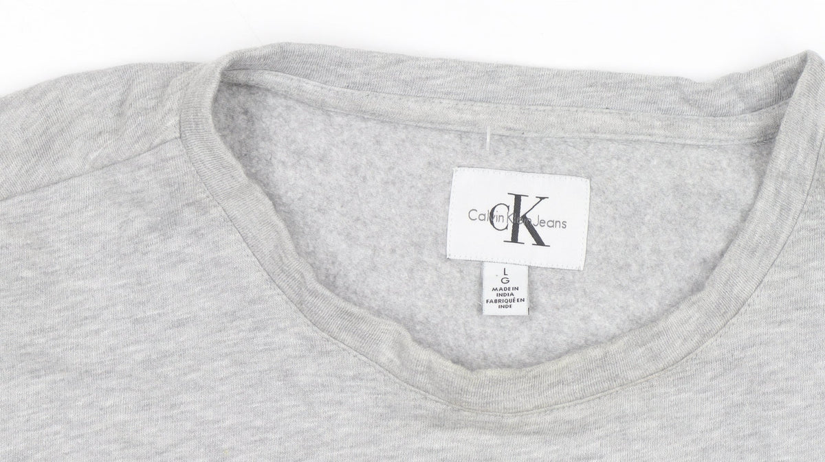 Calvin Klein Jeans Men's Grey Logo Pullover Sweatshirt Size L