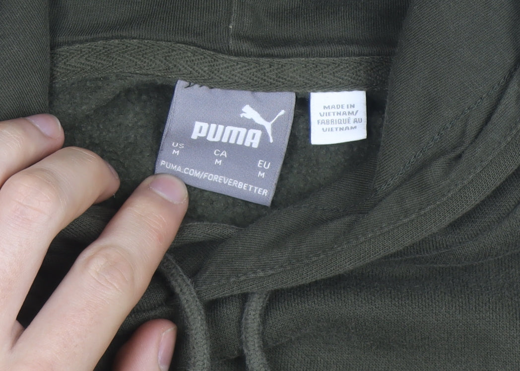 Puma Men's Green Medium Pullover Hoodie Fleece Sweatshirt