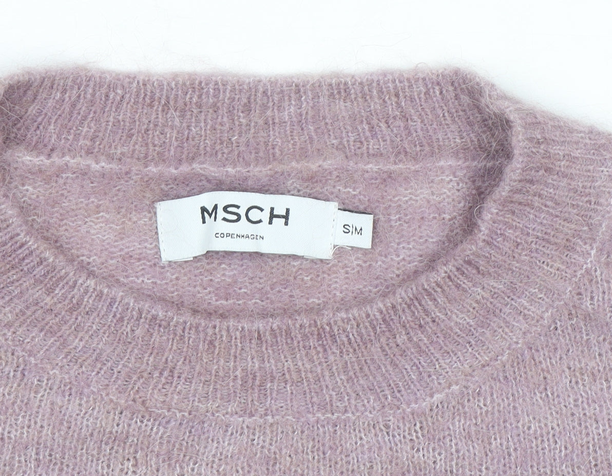 MSCH Copenhagen Pink Alpaca Wool Blend Crew Neck Jumper S