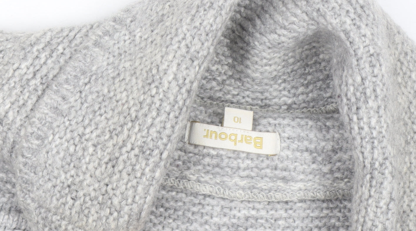 Barbour Women Grey Roll Neck Wool Knit Jumper Size 10