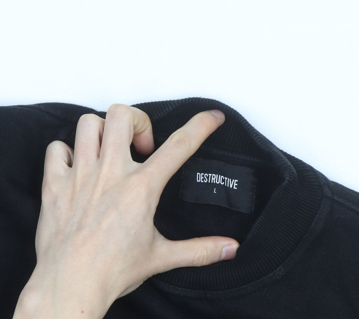 Destructive Mens Black Crew Neck Pullover Sweatshirt Size L