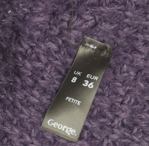 George Women Purple Cable-Knit Button Cardigan UK 8 Petite