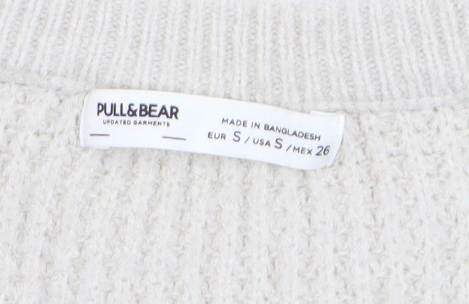 Pull&Bear Women’s Beige Knit V-Neck Button Cardigan Size S