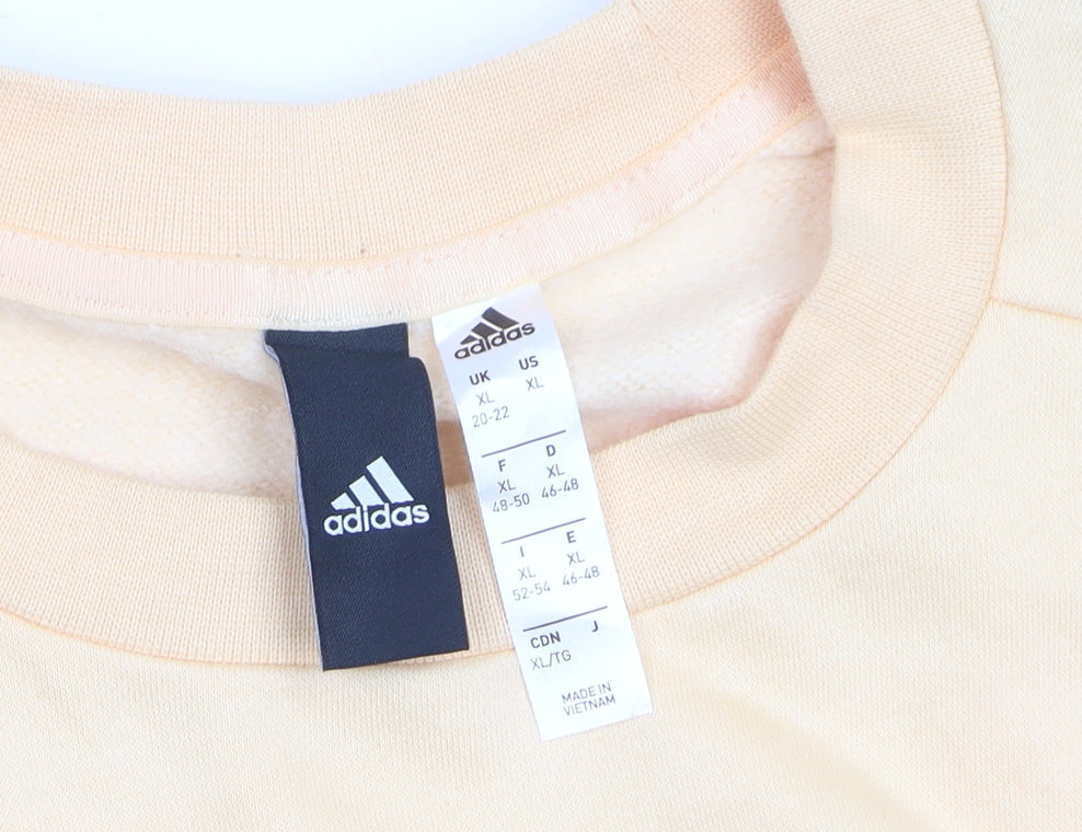 Adidas Womens Beige XL Crew Neck Logo Sweatshirt Cotton Blend